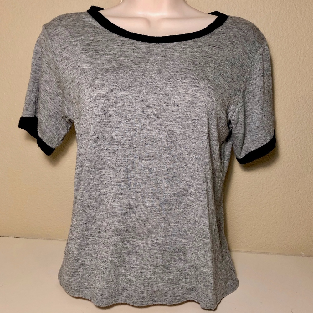 Brandy Melville Grey/Black Ringer T-Shirt